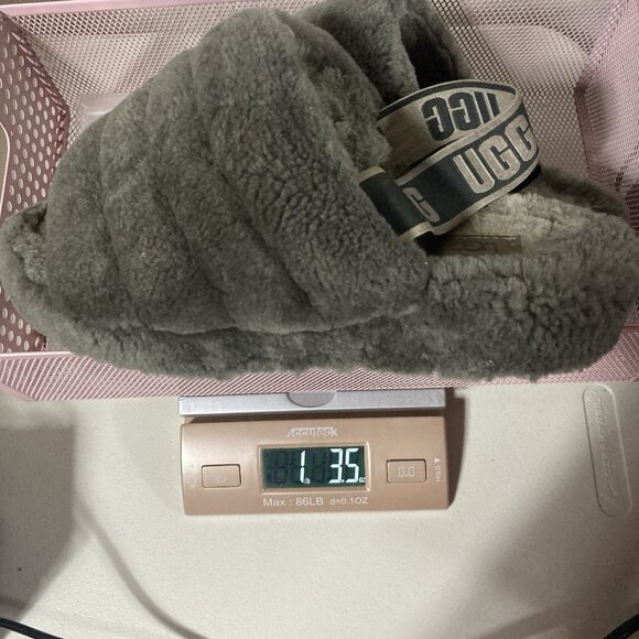 UGG Womens Gray Fluff Yeah Slide Slippers Size 9 Platform Sandal Sheepskin - Picture 10 of 10